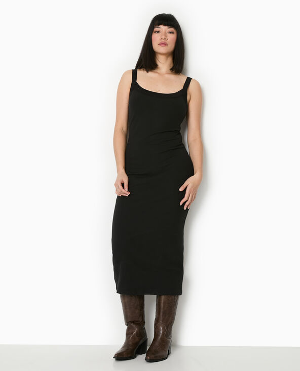 Robe longue et moulante en maille côtelée noir - Pimkie