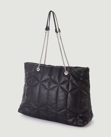 Grand sac en simili matelassé noir - Pimkie
