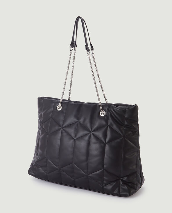 Grand sac en simili matelassé noir - Pimkie