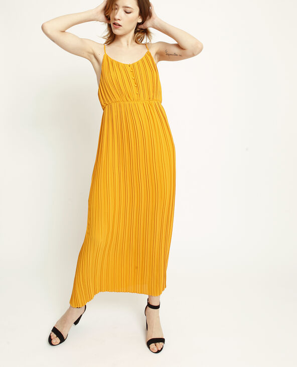 Robe longue plissée jaune ocre - Pimkie