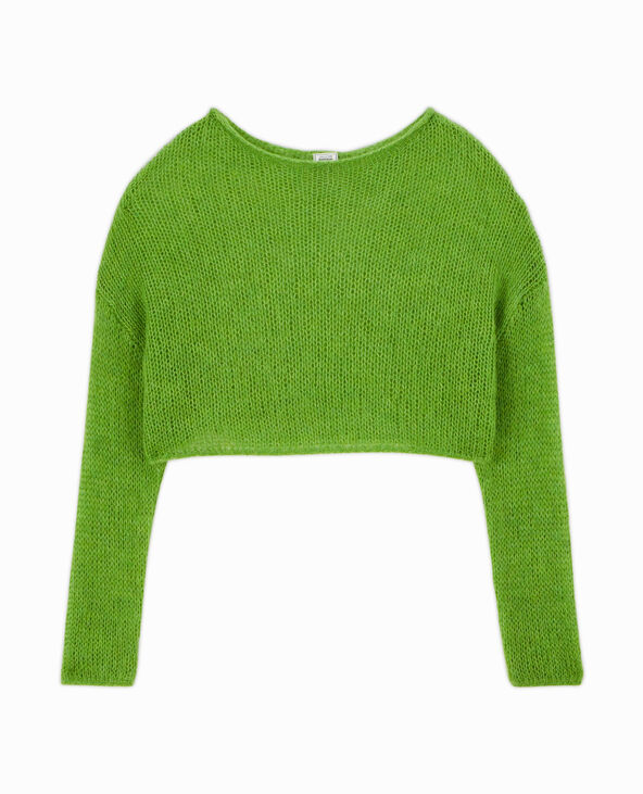 Pull cropped en maille transparente vert kaki - Pimkie