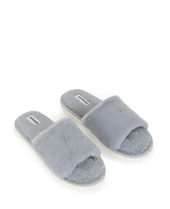 Paire de chaussons fourrure ouverts blanc - Pimkie