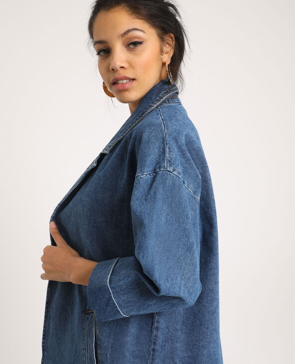 Manteau long en jean bleu - Pimkie