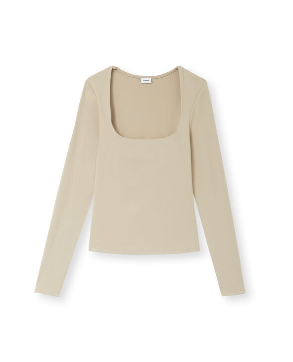 Top manches longues encolure carrée beige - Pimkie