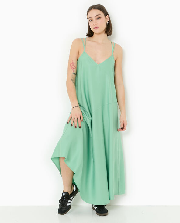 Robe longue en tissu fluide vert - Pimkie