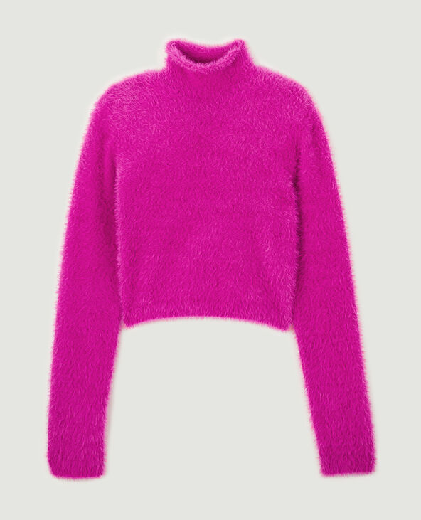 Pull cropped en maille fluffy et poilue rose - Pimkie