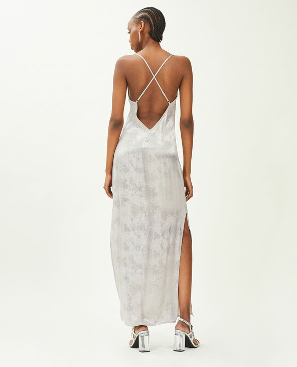 Robe longue en satin effet serpent gris - Pimkie