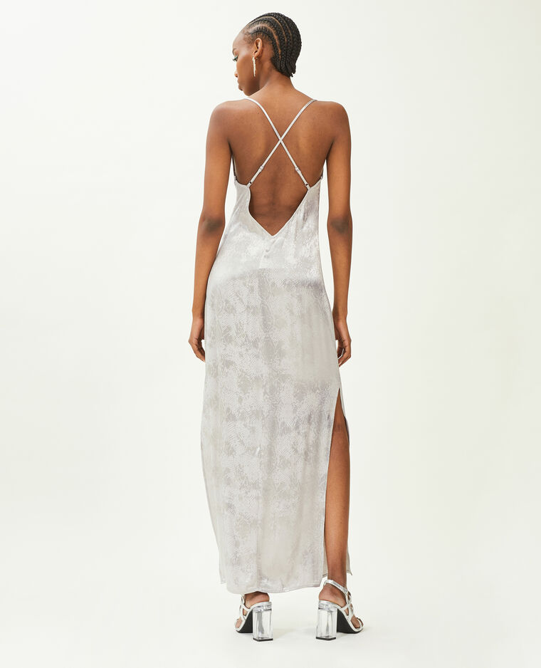 Robe longue en satin effet serpent gris - Pimkie