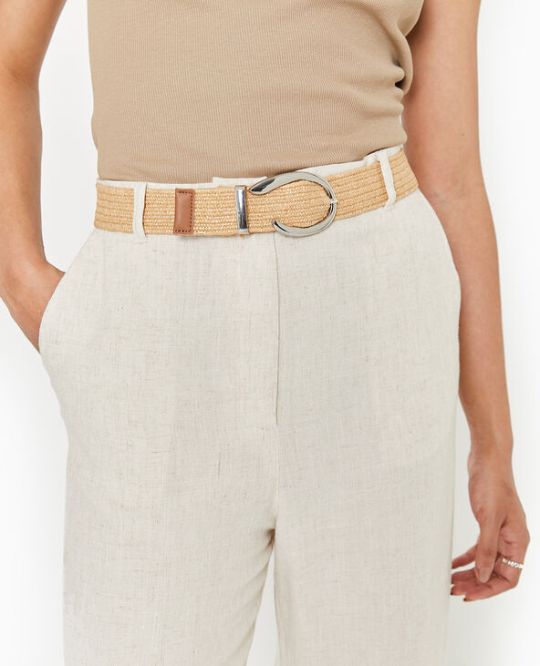 Ceinture en paille élastiquée beige - Pimkie