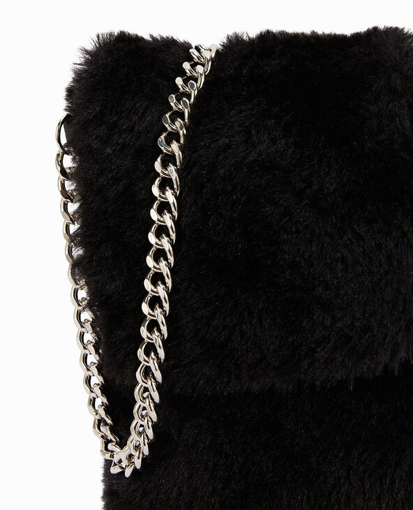 Sac pochette pour smartphone en fausse fourrure noir - Pimkie