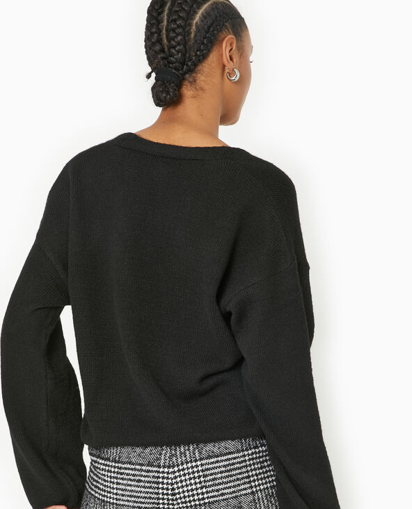Pull effet gilet avec nœuds à strass noir - Pimkie