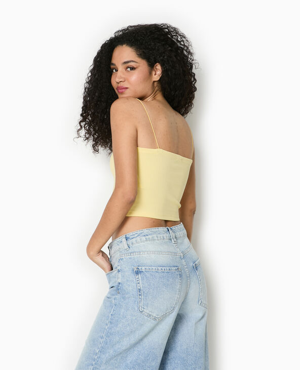 Top bandeau court avec bretelles fines Jaune pâle - Pimkie