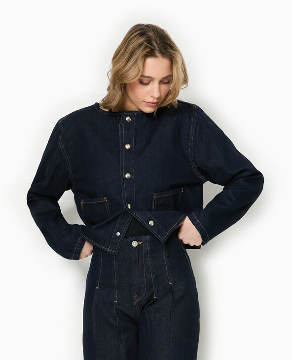 Veste droite en jean avec pressions bleu - Pimkie