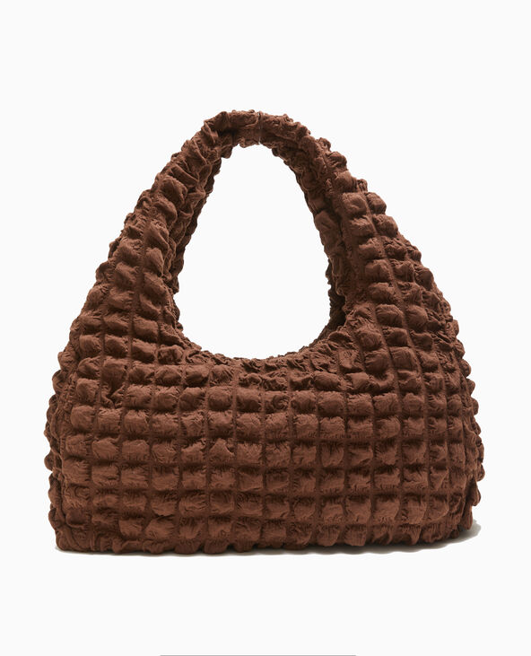 Sac forme lune en tissu reliéfé marron - Pimkie
