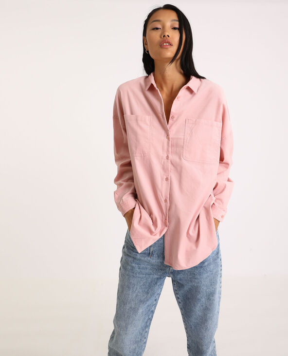 Chemise velours rose femme outlet
