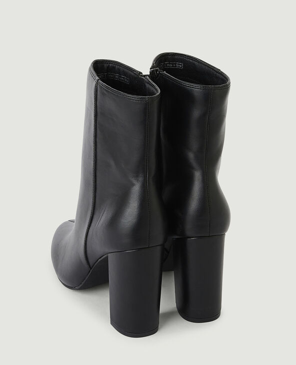 Bottines simili cuir à talon noir - Pimkie