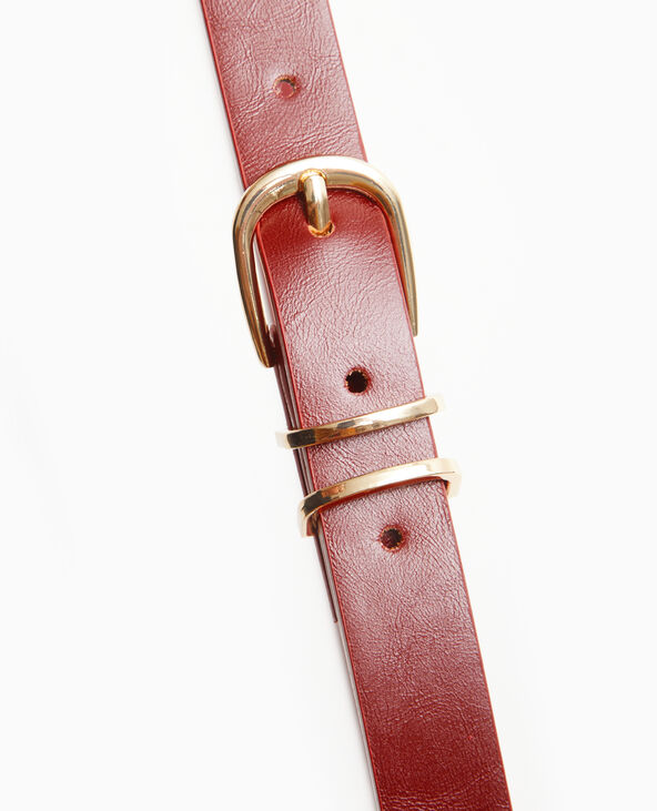 Ceinture fine avec boucle dorée bordeaux - Pimkie