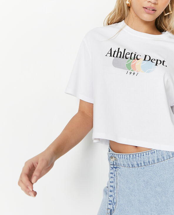 T-shirt cropped avec print devant blanc - Pimkie