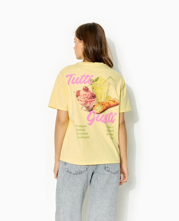 T-shirt oversize avec print poitrine et dos jaune - Pimkie