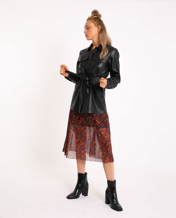 Chemise longue en simili cuir noir - Pimkie