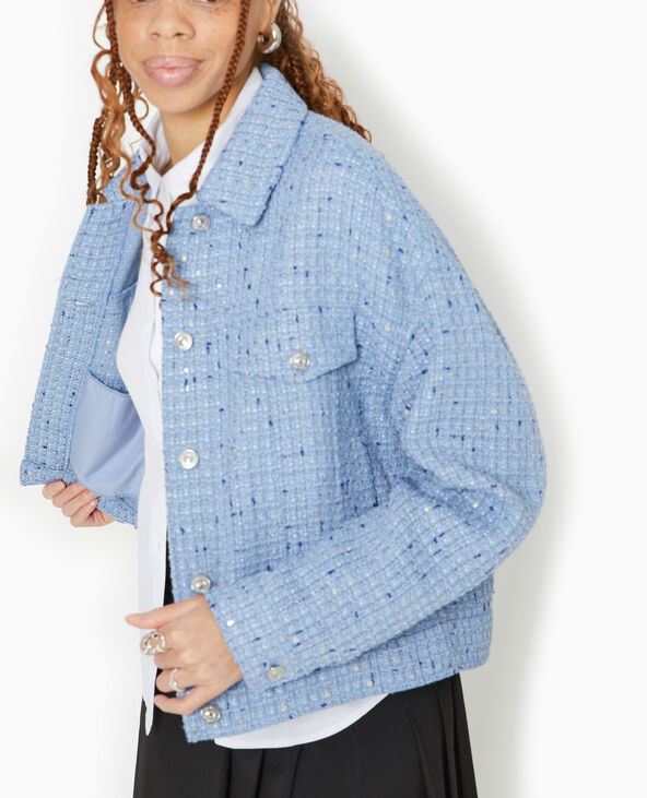 Veste droite en tweed bleu - Pimkie