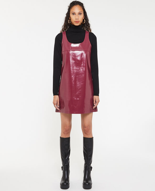 Robe courte trapèze en vinyle bordeaux - Pimkie