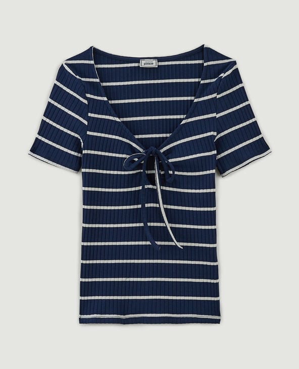 Top avec lien coulissé à nouer bleu marine - Pimkie