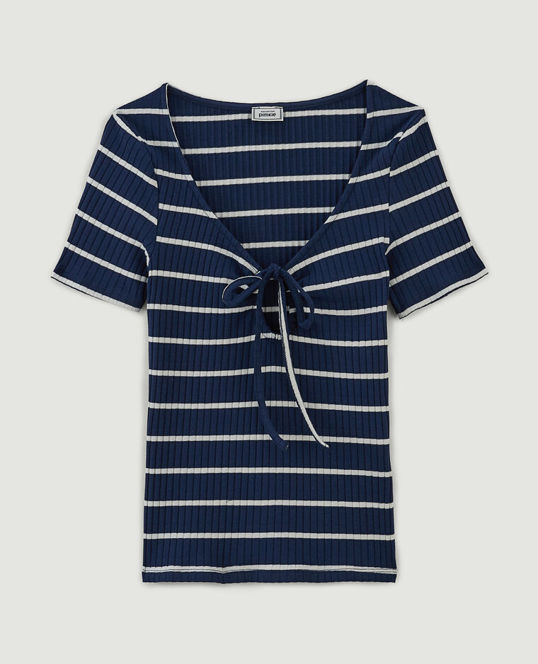 Top avec lien coulissé à nouer bleu marine - Pimkie