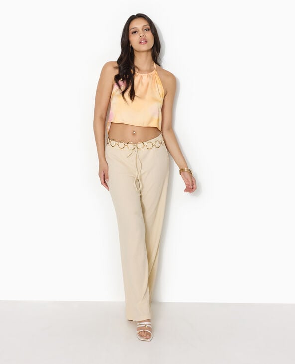 Pantalon large en tissu reliefé blanc - Pimkie