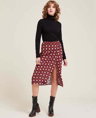 Jupe midi boutonnée rouge - Pimkie