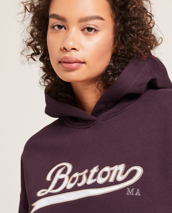 Sweat en molleton cropped bordeaux - Pimkie