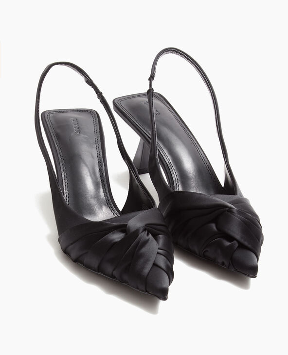 Escarpins en satin bouts pointus talons ouverts  noir - Pimkie