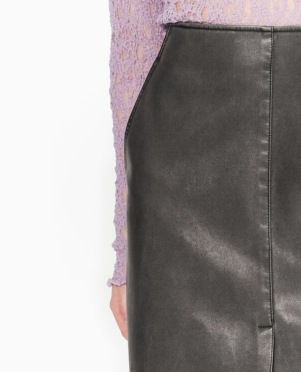 Jupe longue en faux cuir used gris foncé - Pimkie