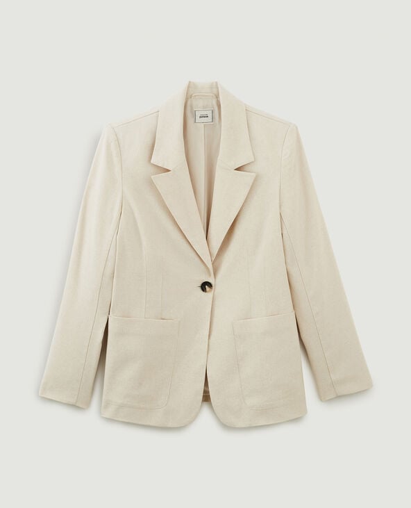 Veste blazer en toile avec lin écru - Pimkie
