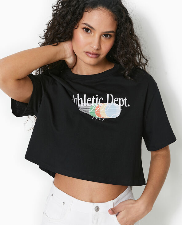 T-shirt cropped avec print devant noir - Pimkie