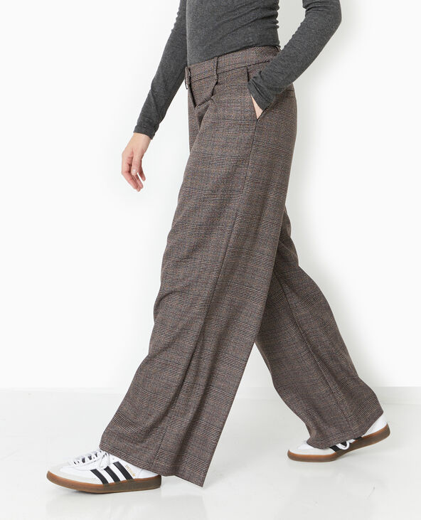 Pantalon large city motif carreaux noir - Pimkie