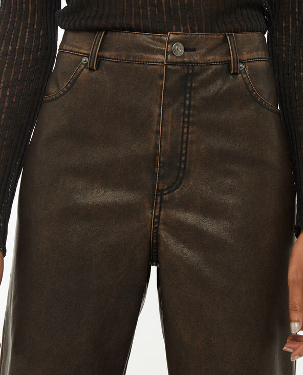 Pantalon droit en simili marron - Pimkie