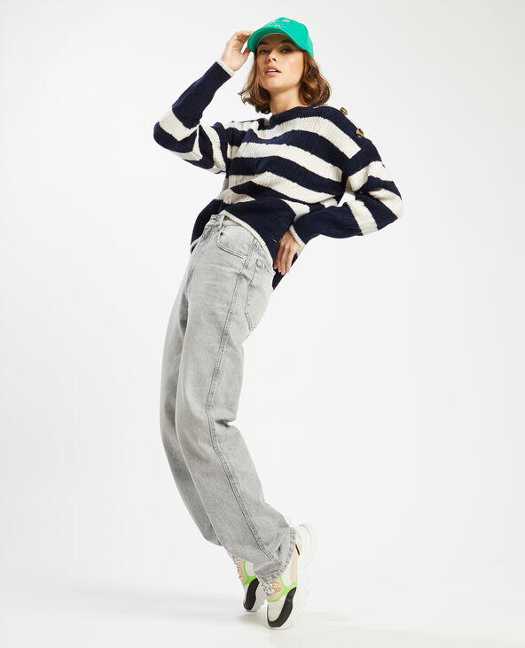 Pull marinière boutonné bleu marine - Pimkie