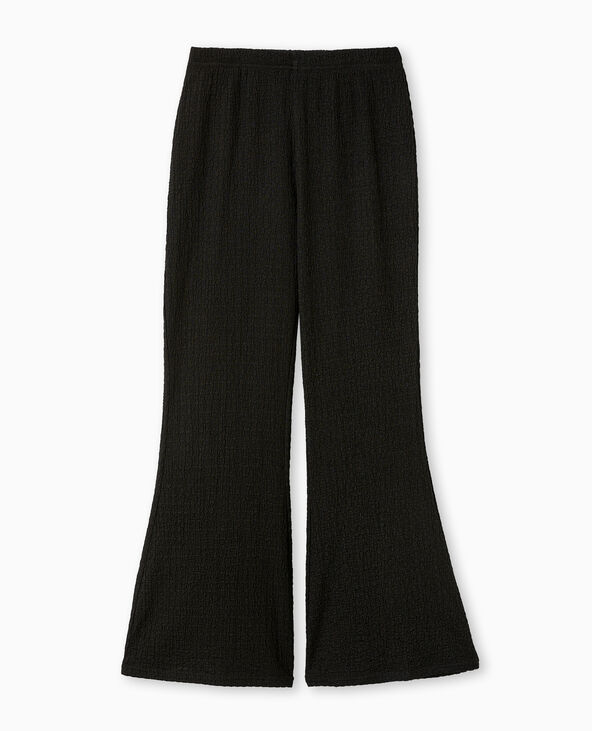 Pantalon flare en tissu reliéfé noir - Pimkie
