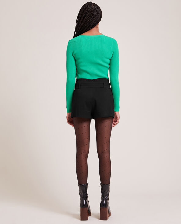 Jupe-short avec ceinture boucle ronde noir - Pimkie