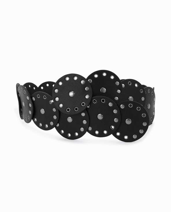 Ceinture avec ronds, oeillets et clous noir - Pimkie