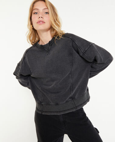Sweat loose avec jeux de coutures gris foncé - Pimkie