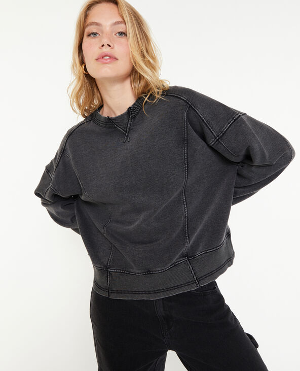 Sweat loose avec jeux de coutures gris foncé - Pimkie