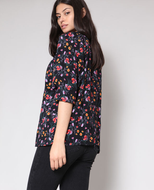 Blouse à fleurs noir - Pimkie