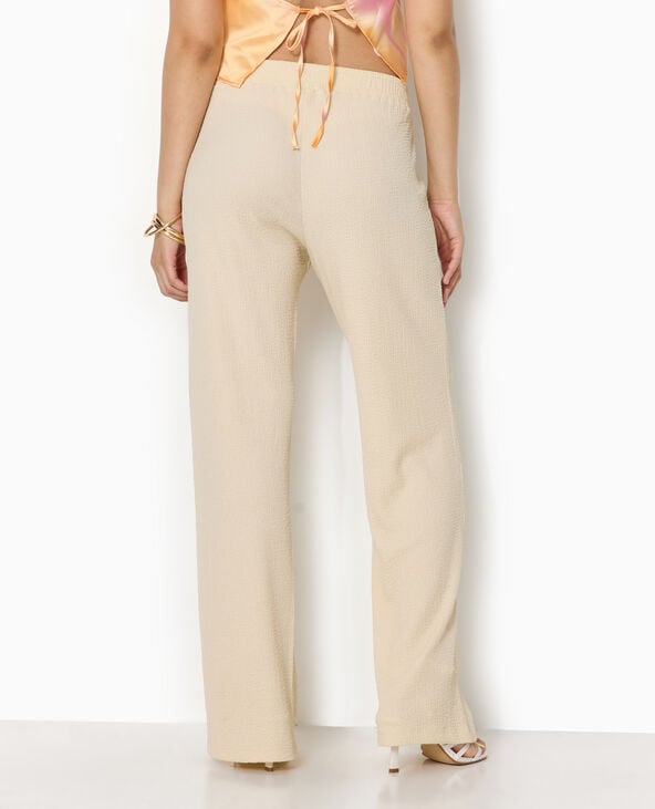 Pantalon large en tissu reliefé blanc - Pimkie