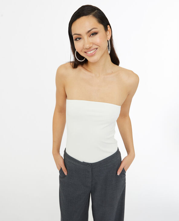 Top bustier en maille côtelée blanc - Pimkie