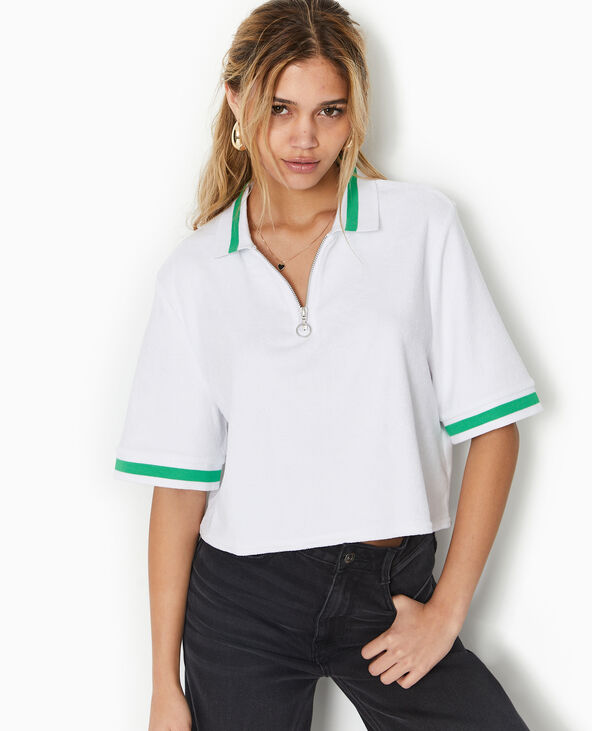 Polo en tissu éponge blanc - Pimkie