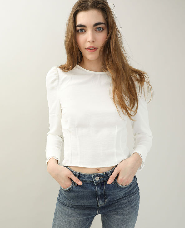 Chemisier avec dentelle blanc - Pimkie