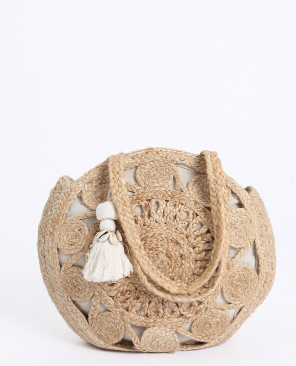 Grand sac en paille beige - Pimkie