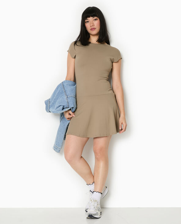 Robe patineuse avec dos nu vert kaki - Pimkie